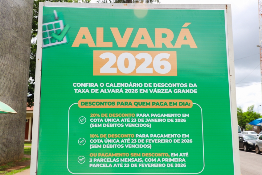 Prazo para pagamento de alvar&aacute; com 20% de desconto em cota &uacute;nica encerra dia 23 de janeiro